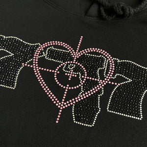 Black 777's Cross Hair Hoodie (Pink Heart)