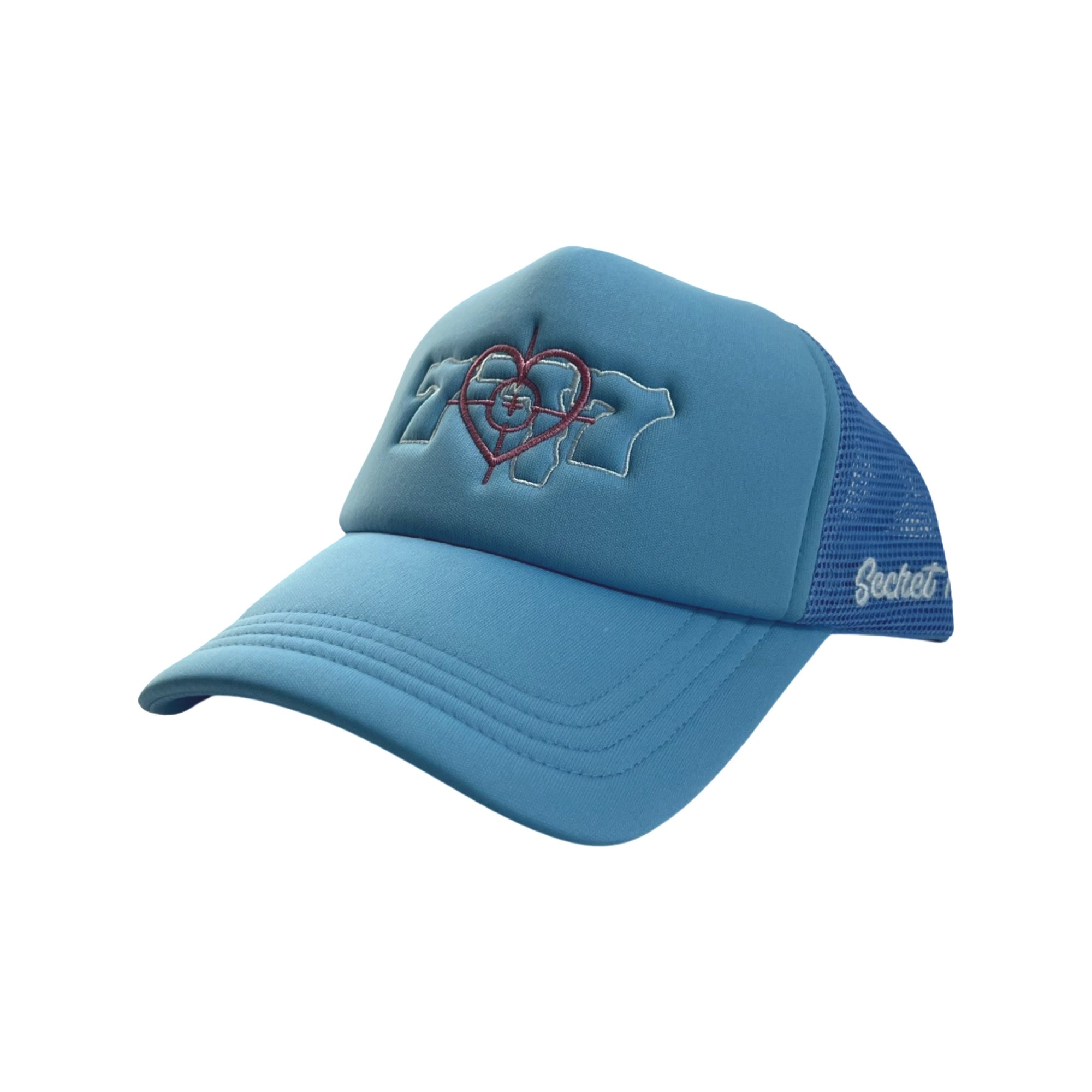 Baby Blue 777 Trucker Hat (Pink Cross Hairs)