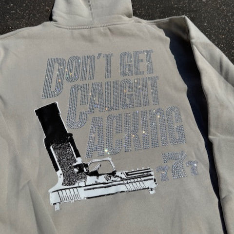 Don't Get Caught Lacking Rhinestone Hoodie (Smoke Grey)