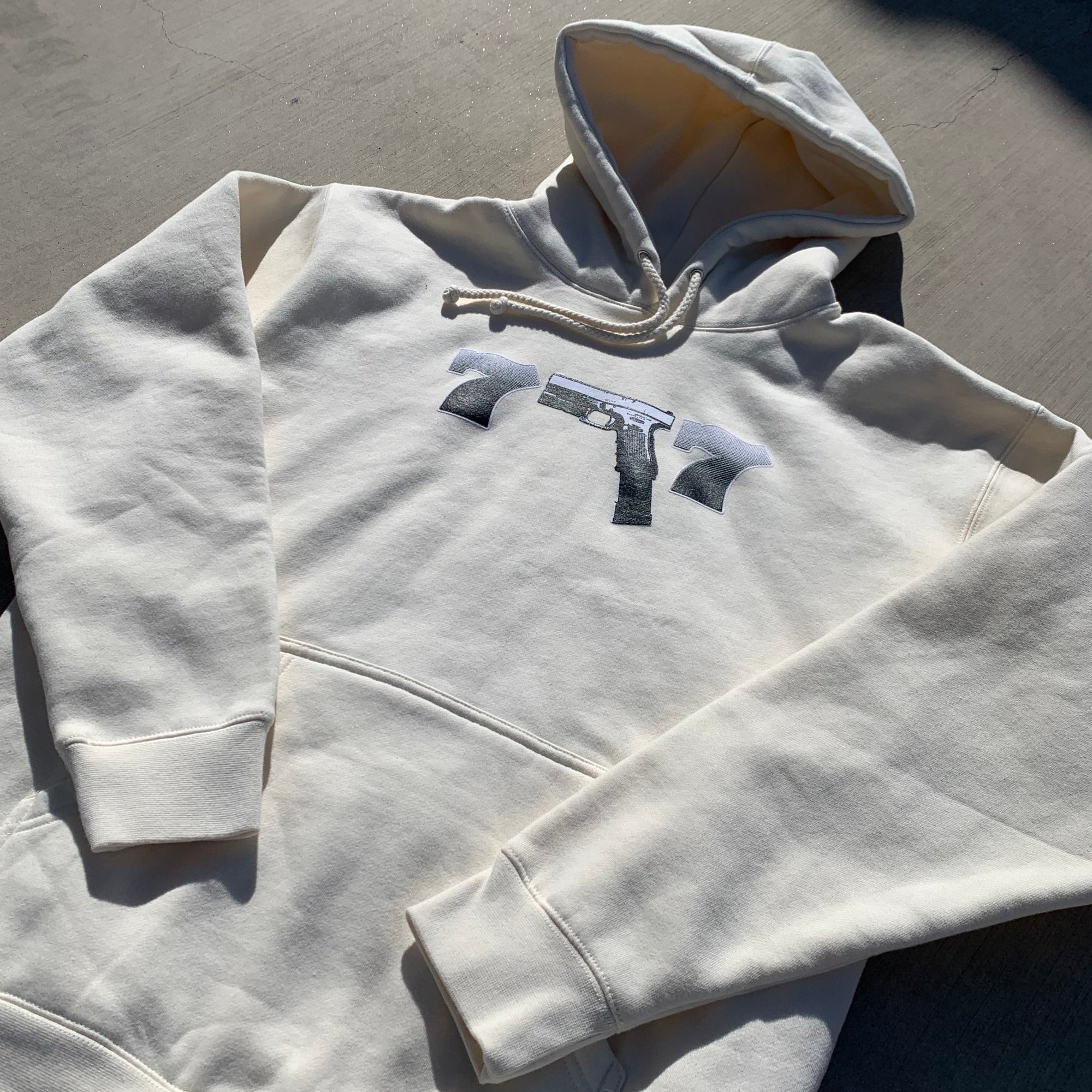 Cream Don't Get Caught Lacking Rhinestone Hoodie