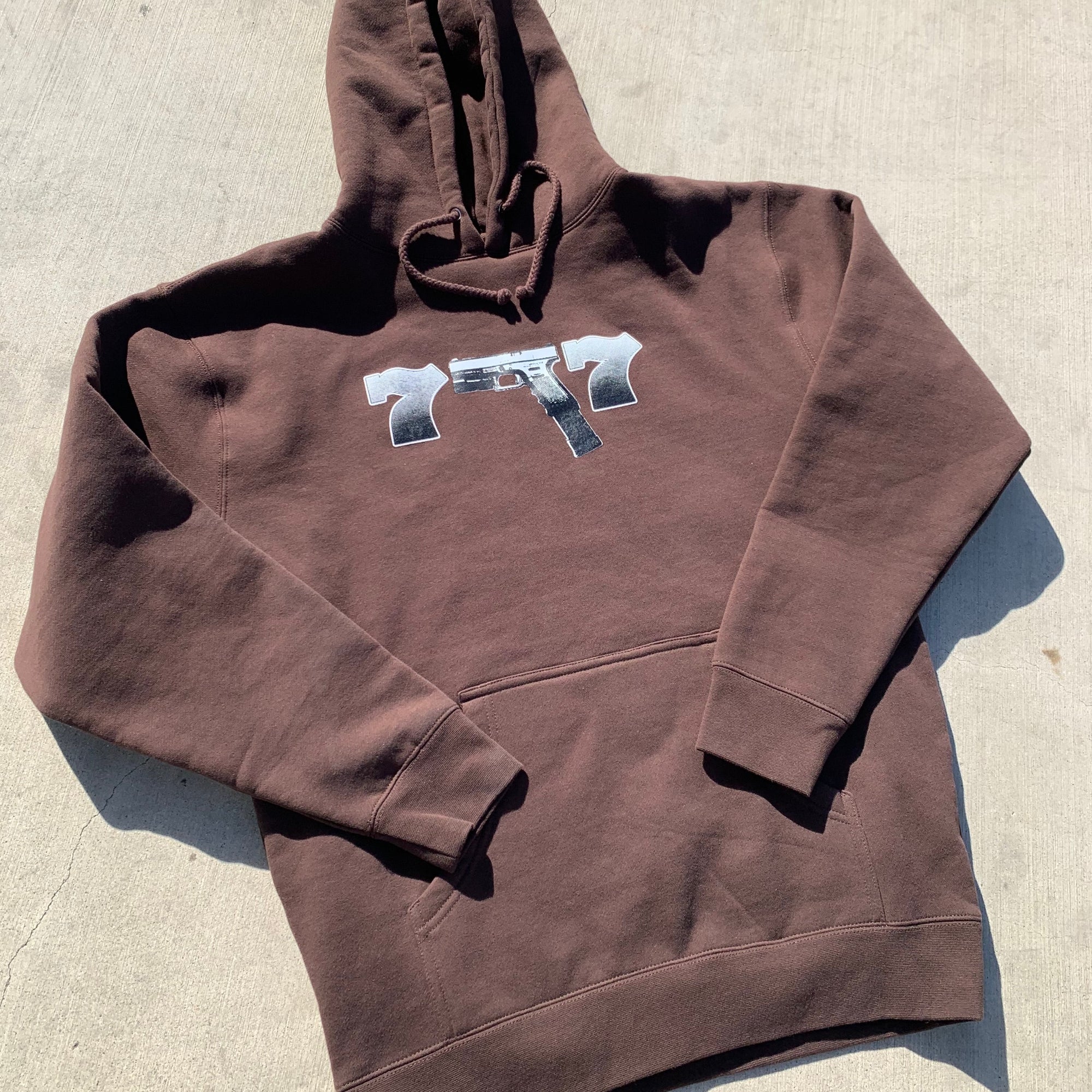 Brown Don't Get Caught Lacking Rhinestone Hoodie