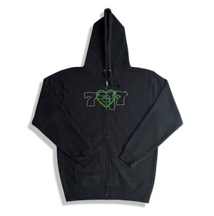 Black 777's Cross Hair Zip Up (Green Heart)