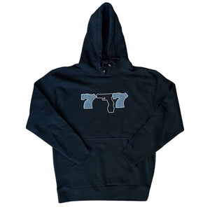 Black 777's Rhinestone Hoodie (BLUE SEVENS)