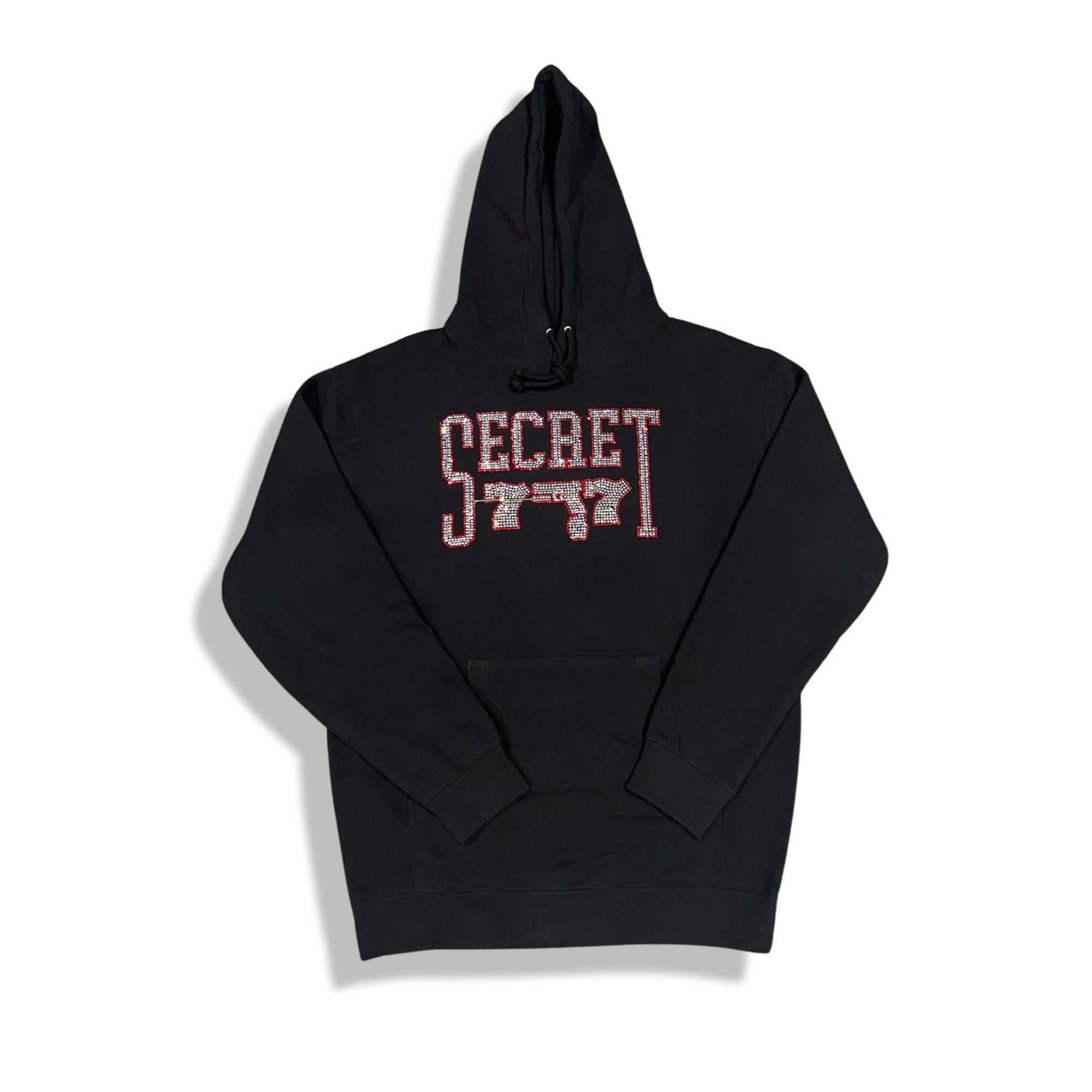 Secret777s Black "SECRET" Hoodie (Red Outline)