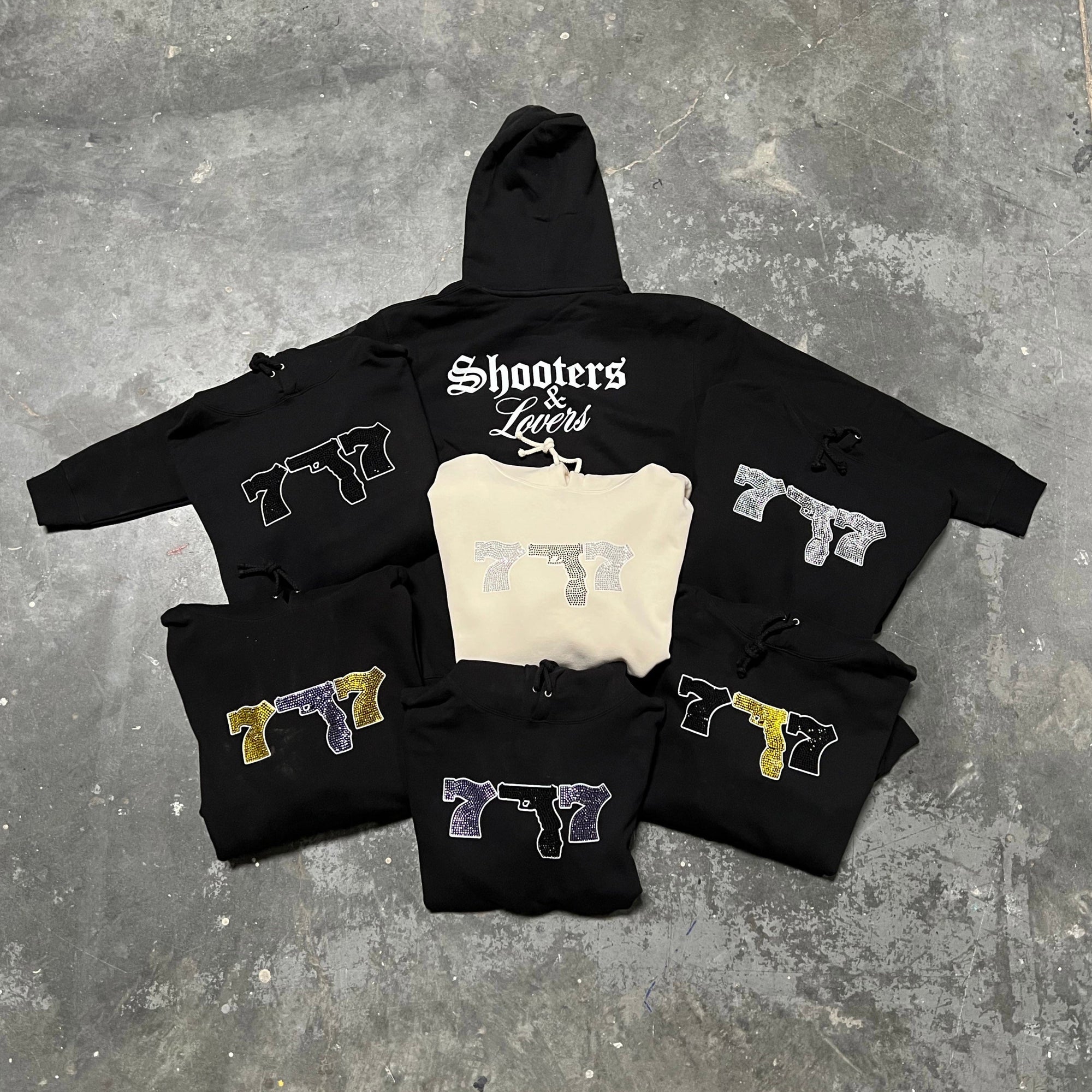 Black 777's Logo Hoodie (No Rhinestones)